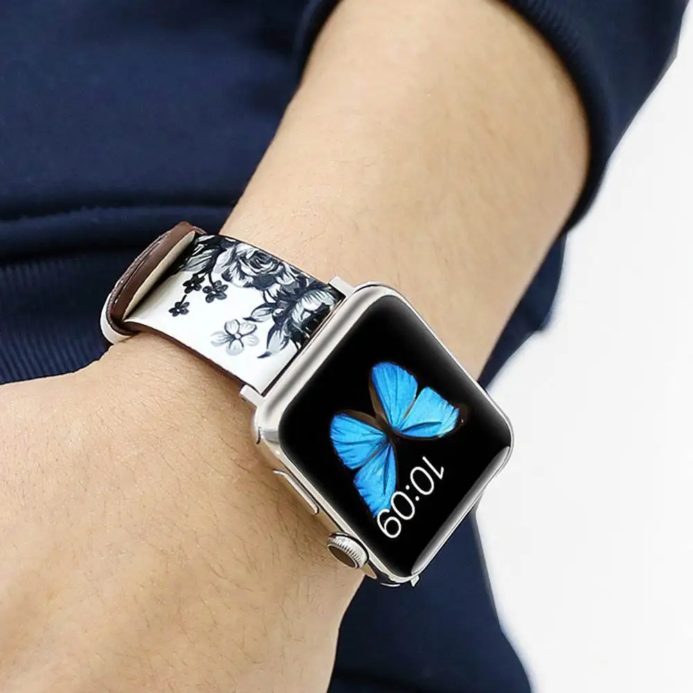 Высококачественная Петля из натуральной кожи для iWatch 4 40 мм 44 спортивный браслет