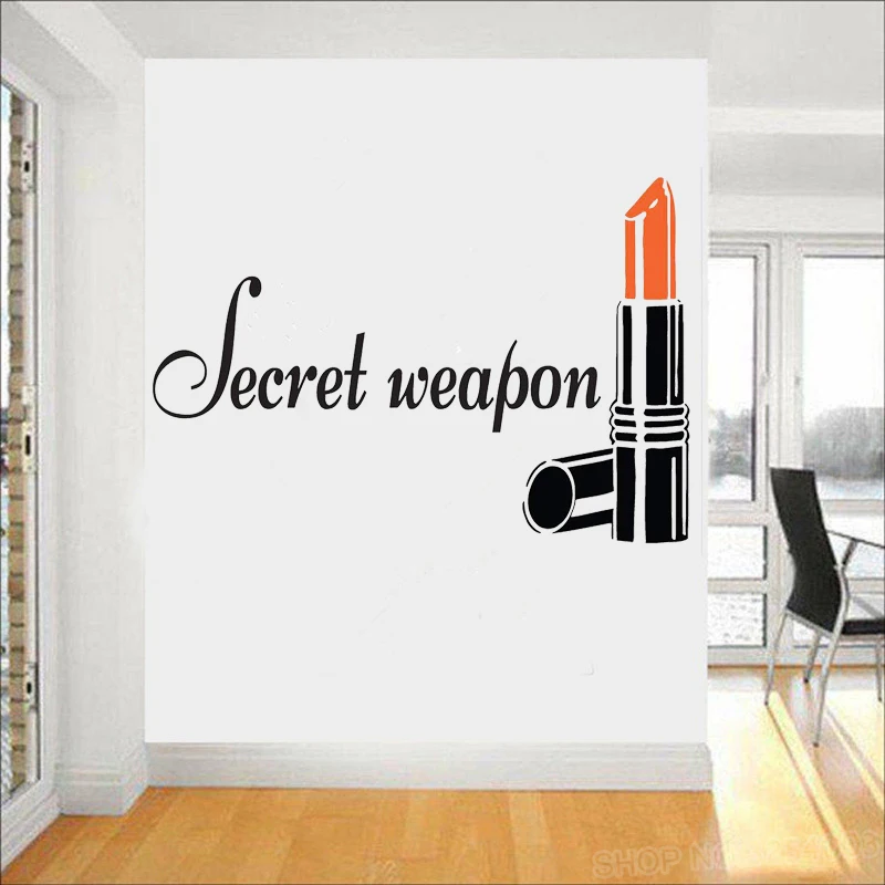 

Makeup Quote Wall Stickers Lips Decor Lipstick Decal Beauty Salon Cosmetics Make Up Artist Removable Art Mural L789