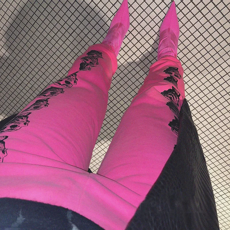 Флуоресцентные розовые фиолетовые повседневные брюки с принтом Аватара