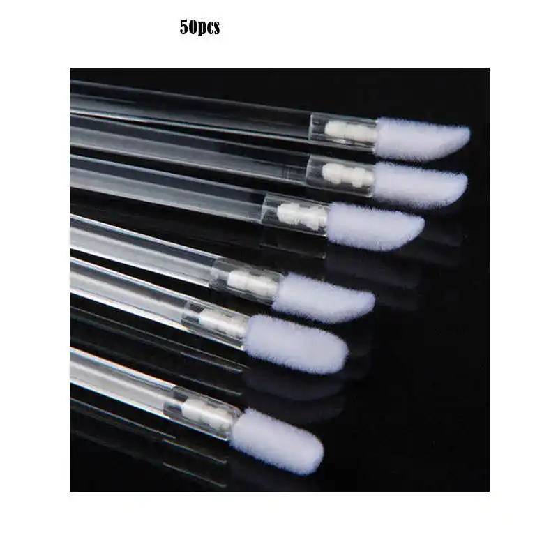 50pcs White 100 шт новая одноразовая Кисть для макияжа Pro Кисть для губной помады губная помада палочки Аппликатор - Handle Color: 50pcs White
