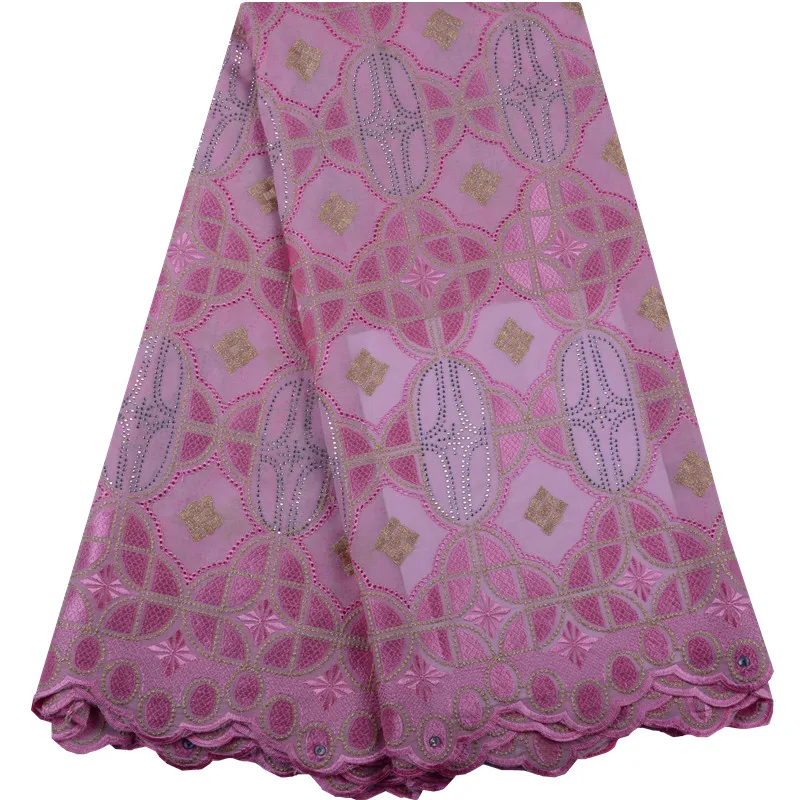 Новинка, розовый в нигерийском стиле хлопок кружево материалы с вышивкой камнями в африканском стиле кружевная ткань швейцарская вуаль кружева для вечерние платье S1469