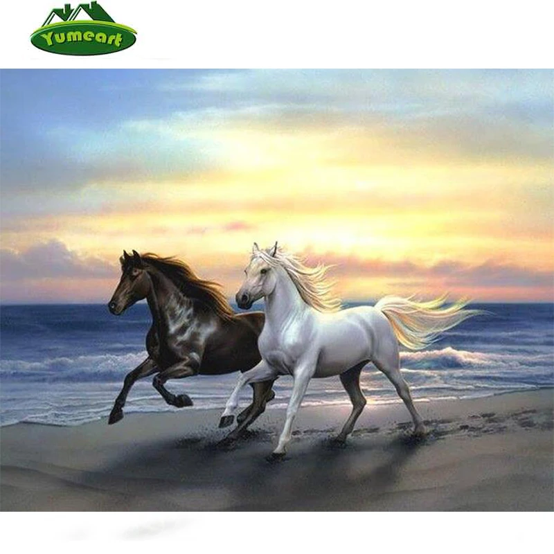 Рукоделие полный дрель бриллиантовые вышитые лошади Бег вышивка крестиком diy