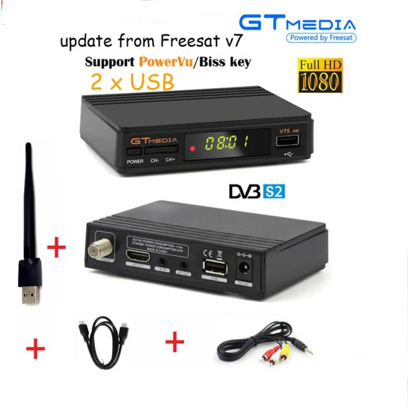 5 шт. GTMEDIA V7s + WI FI Корабль из Испании DVB S2 HD Youtube PowerVU Caam Newcad спутниковый ресивер|satellite