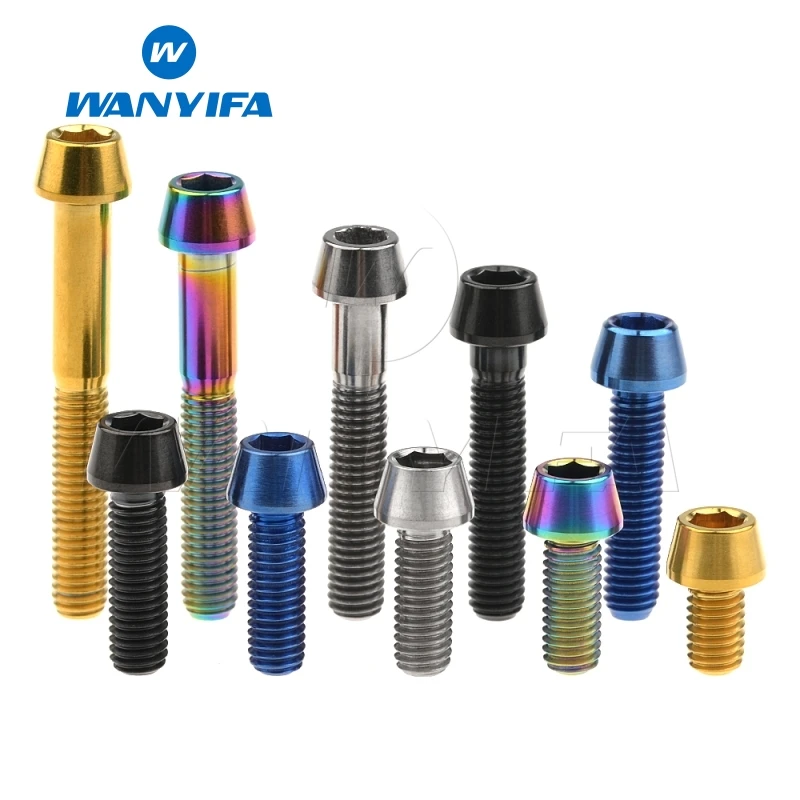Wanyifa M6x10 15, 16, 18, 20, 25 30 35, 40 45 50 55 60 65 мм конусная головка Винт С Титановым болтом для Велосипедный дисковый тормоз