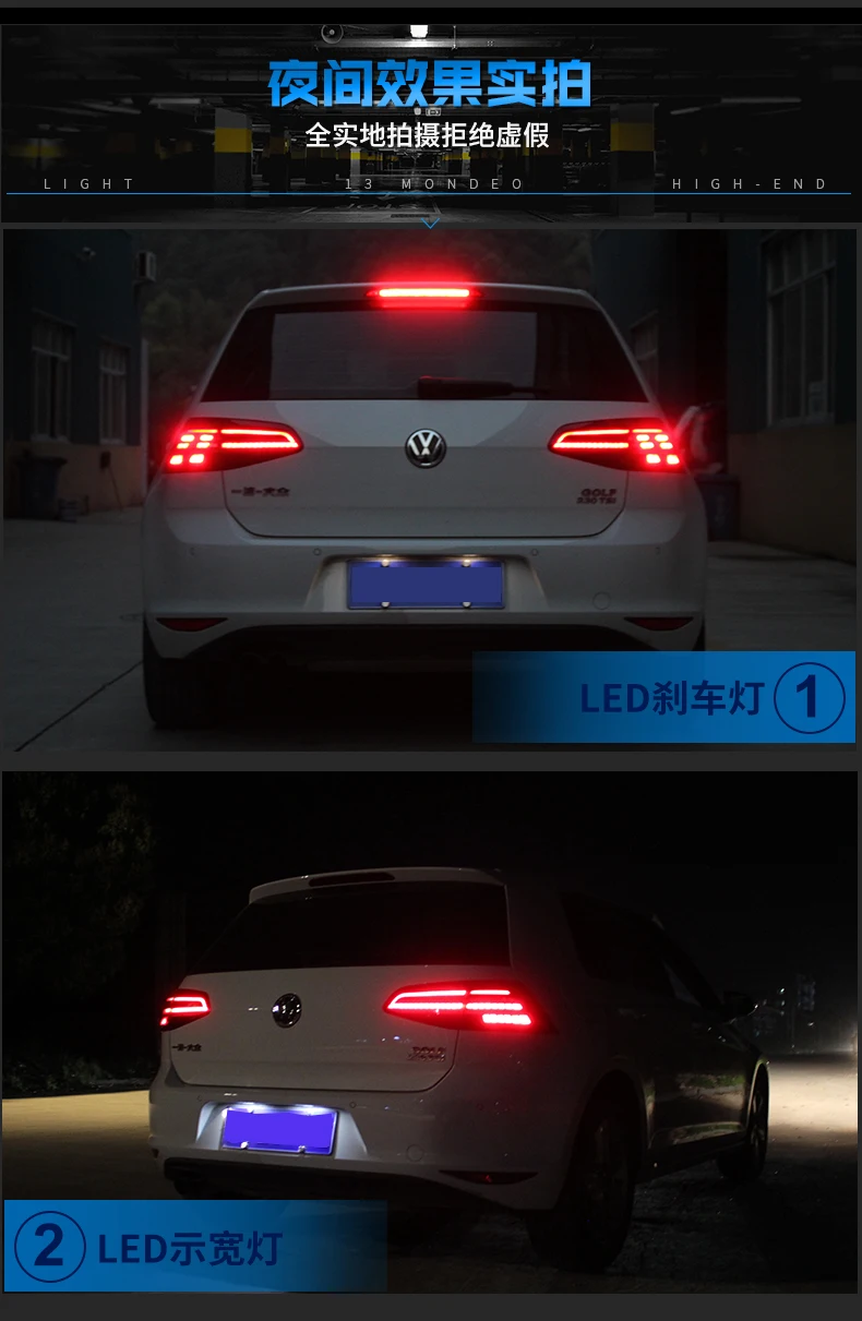Автомобильный Стайлинг для VW Golf 7 задний светильник s 2013- Golf7 MK7 светодиодный Динамический указатель поворота Задний светильник GTI R20 задний фонарь