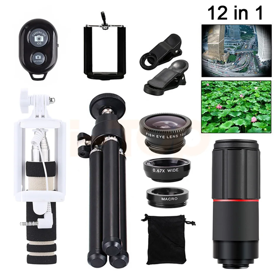 2017 Camera lenses 8X Telephoto Zoom Lentes For Smartphone Cell Phone Tripod Clips Selfie Stick Wide Angle Macro Fish eye Lens|fish lens|zoom