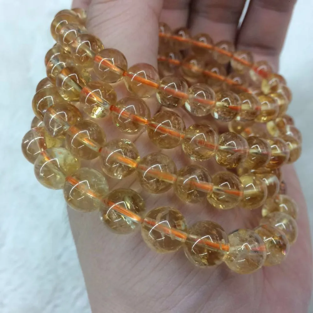 

Натуральный желтый камень цитрин браслет с бусинами, браслет из натуральных драгоценных камней, DIY ювелирные изделия для женщин в подарок, о...
