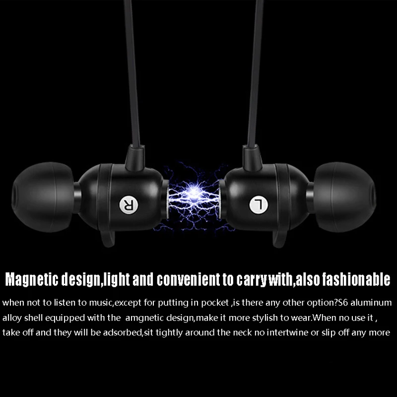 S6 bluetooth наушники с шейным ремешком беспроводные для Xiaomi iPhone стерео auriculares fone de ouvido