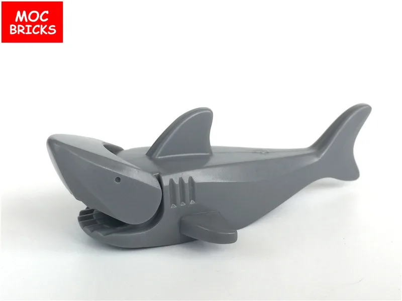 Поштучная продажа кубики MOC DIY Новые фигурки животных темно серая акула