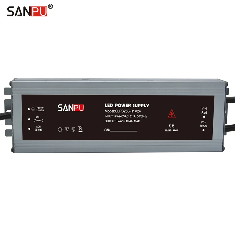 Источник питания SANPU 24 В водонепроницаемый IP67 250 Вт 230 220 переменного тока в
