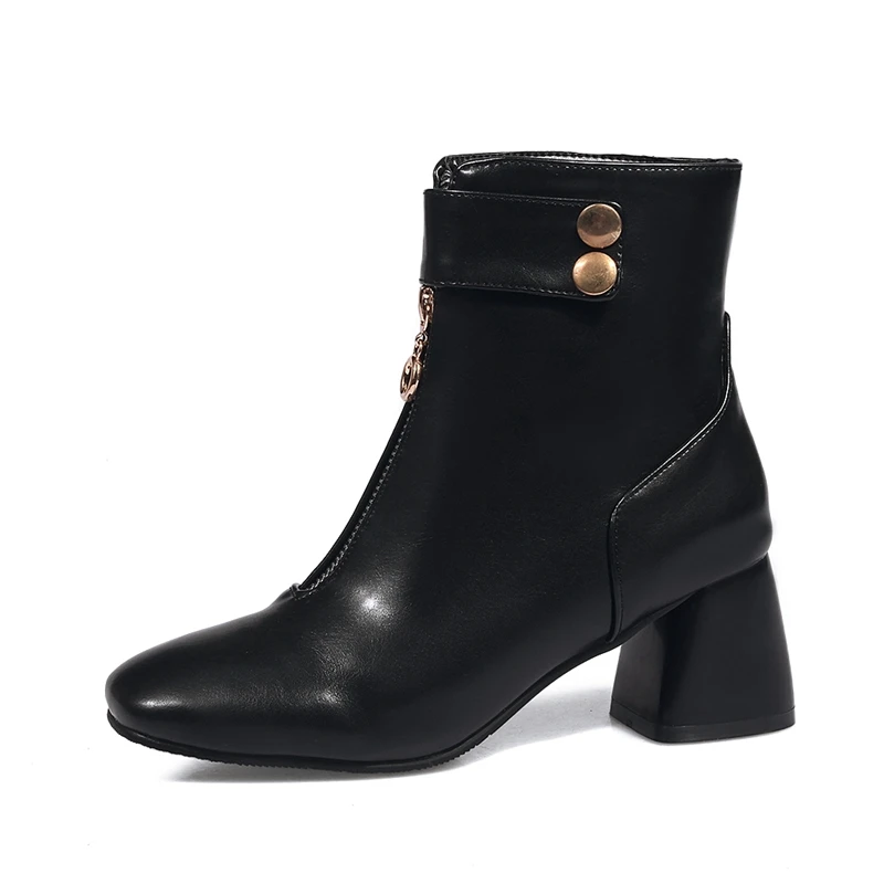 ENMAYER 2020 New style women round toe ankle boots winter lady short plush buckle strap motorcycle ZYL160 | Обувь