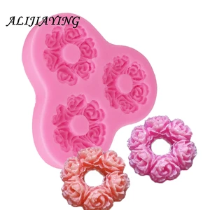 Круглая силиконовая форма для украшения свадебного торта, цветочный венок, 1 шт., D0258