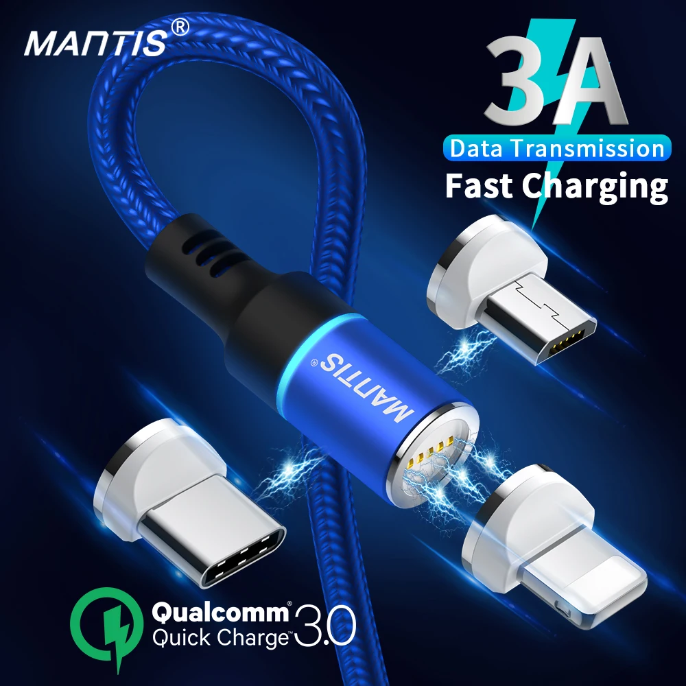 MANTIS 3A Magnetic Charging Micro Usb Cable For Samsung S7 Fast Cord Huawei Xiaomi Redmi 4X Note 4 5 | Мобильные телефоны и