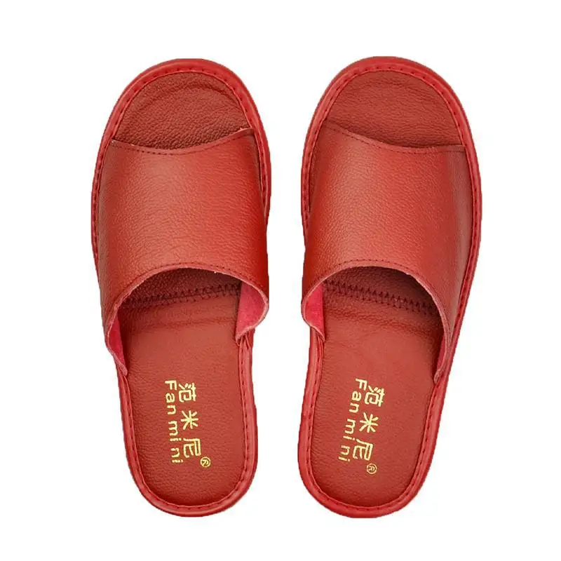 Spring Summer Leather Slippers Home Genuine Sandals And Indoor Non-Slip Residence Inn Floor Tendon PU | Обувь