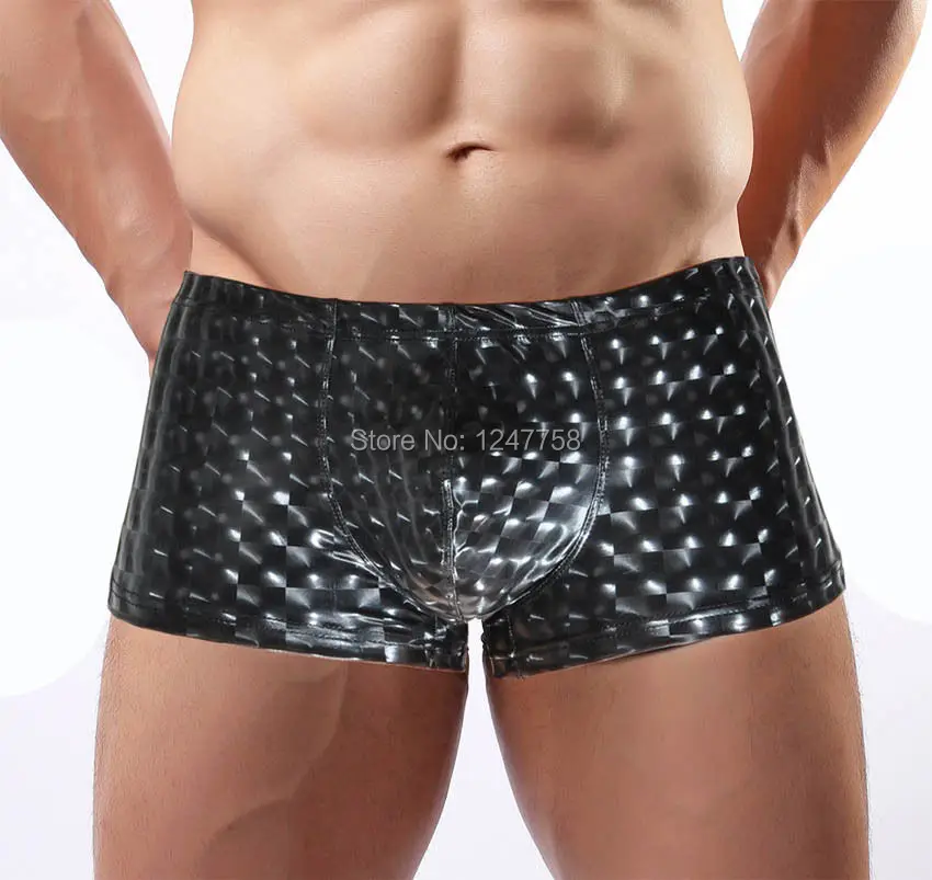 Мужское нижнее белье трусы боксеры с квадратным вырезом блестящие сексуальные