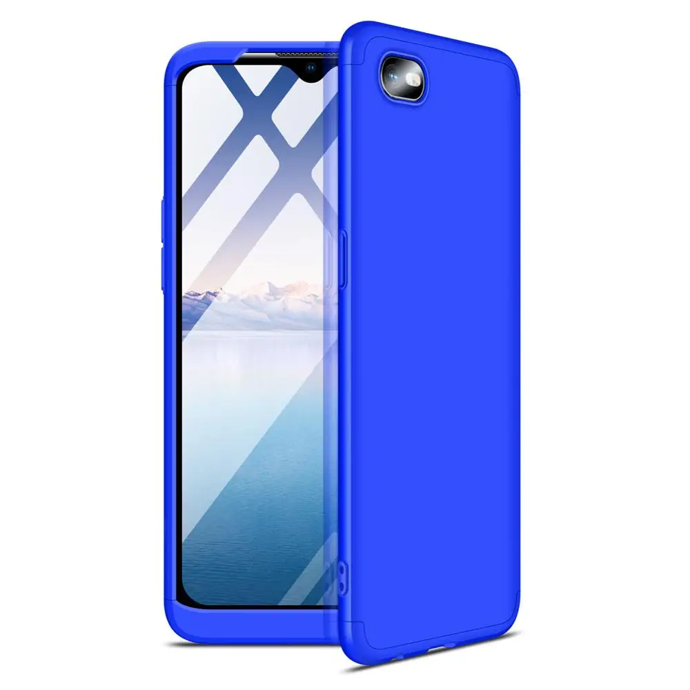 Blue 360 полная защита ПК чехол для OPPO A1K Телефон Чехол 6,1 дюймов 3 в 1 твердый матовый пластик задняя крышка для OPPO Realme C2 A1 K vopton - Цвет: Blue