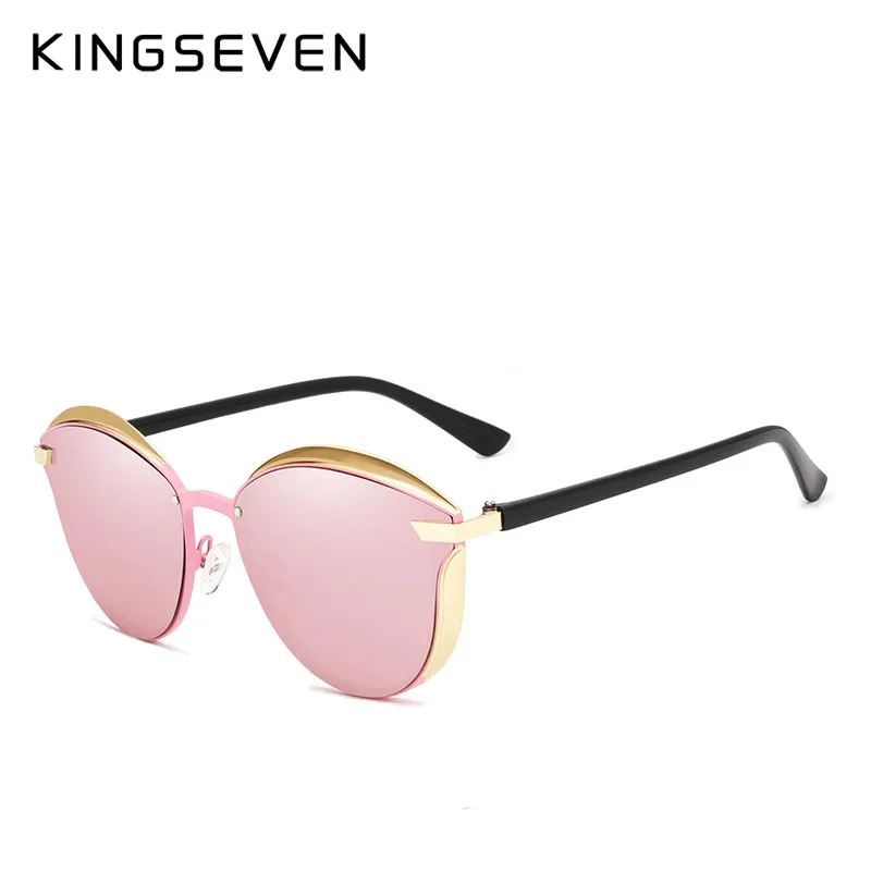 PINK KINGSEVEN, фирменный дизайн, кошачий глаз, солнцезащитные очки, женские, поляризационные, люкс класс, сплав, оправа+ TR90, солнцезащитные очки, модные, Ретро стиль, Oculos De Sol Gafas - Цвет линз: PINK