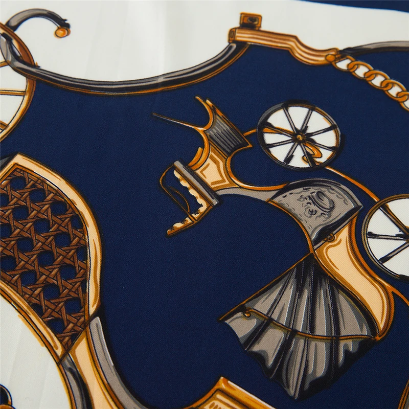 Шарф женский квадратный с принтом [POBING] Шелковый брендовый платок из 100% саржи в