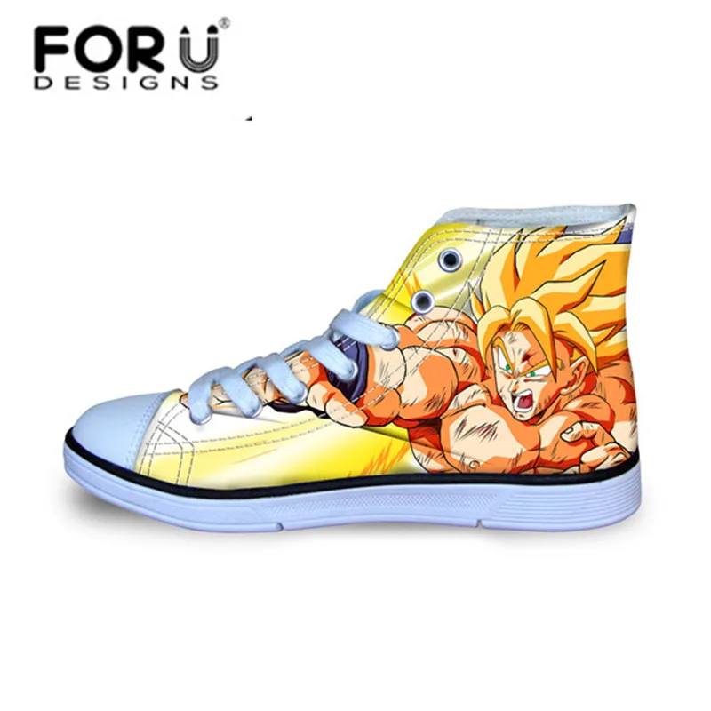 H660AK FORUDESIGNS/модные мужские высокие вулканизированные туфли в стиле аниме Dragon Ball Z; парусиновая обувь с принтом для мальчиков; осенние кроссовки - Цвет: H660AK