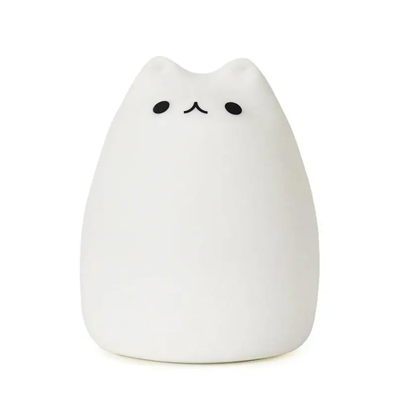 ВОДИТЬ Детей Ночь Свет Дети Силиконовые CAT лампа 7-Цвет мигает USB Перезаряжаемые
