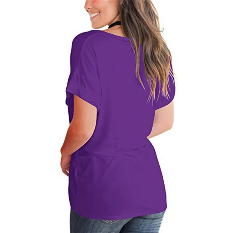 Женская футболка с карманом V образным вырезом и коротким рукавом|Футболки| |