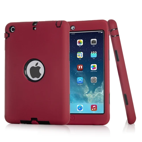 red black Модный бронированный чехол для iPad mini 1 2 3 iPad mini 3 mini 2 7,9 дюймов чехол для планшета, безопасный для детей сверхпрочный силиконовый Жесткий Чехол+ ручка - Цвет: red black