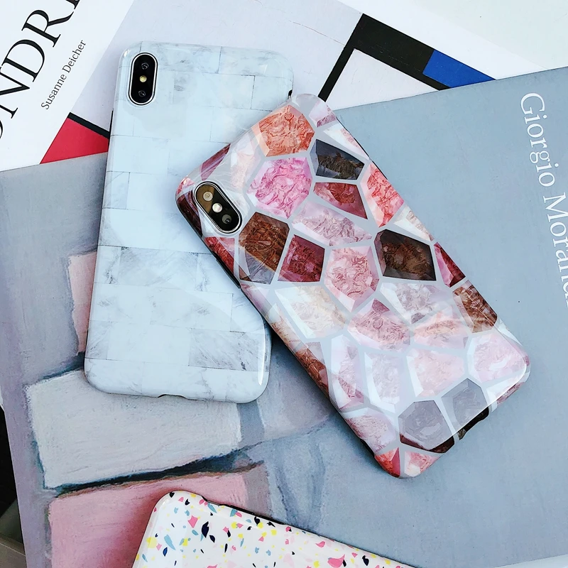 Чехол для iphone x с цветочным рисунком и керамической плиткой Жесткий 6 6s 7 8 9 plus xs xr max