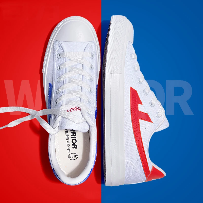 Уличные кроссовки Warrior Urban цвет белый красный Женская парусиновая обувь на