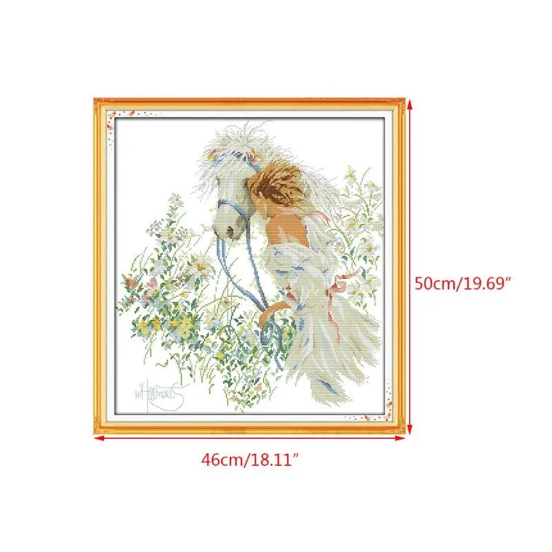 Horse And Girl DIY Handmade Needlework Counted 14CT Printed Cross Stitch Embroidery Kit Set Home Decoration | Дом и сад