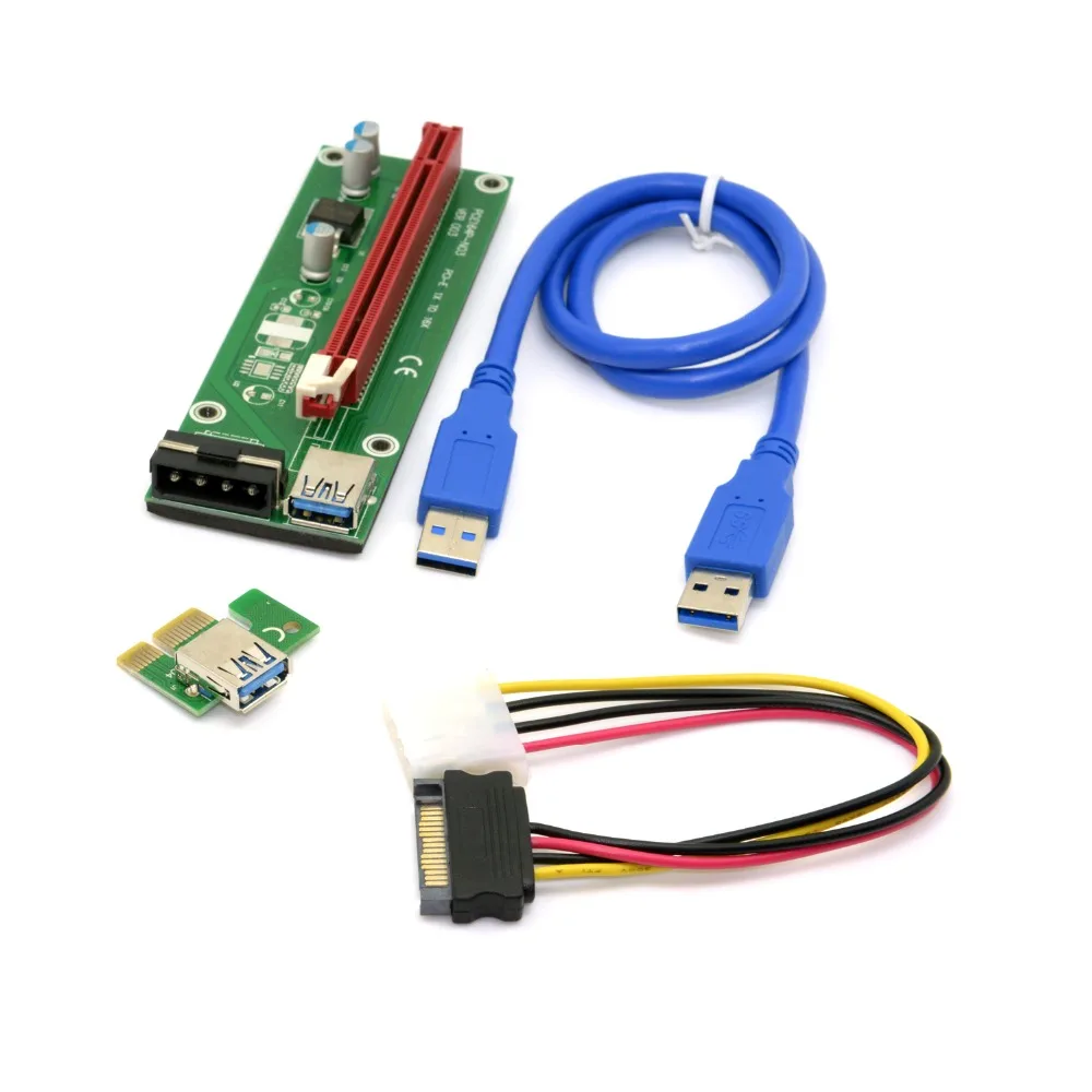 Удлинитель PCI E 1x до 16x для майнинговой машины увеличивающий переходник с кабелем
