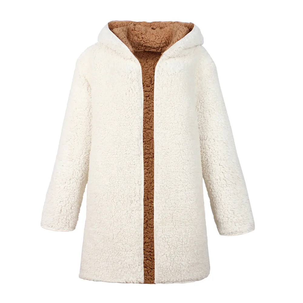 Женские куртки и пальто зимние толстые из искусственной шерсти Ovearcoat длинные двухсторонние парки женские зимние плюшевые пальто с капюшоном