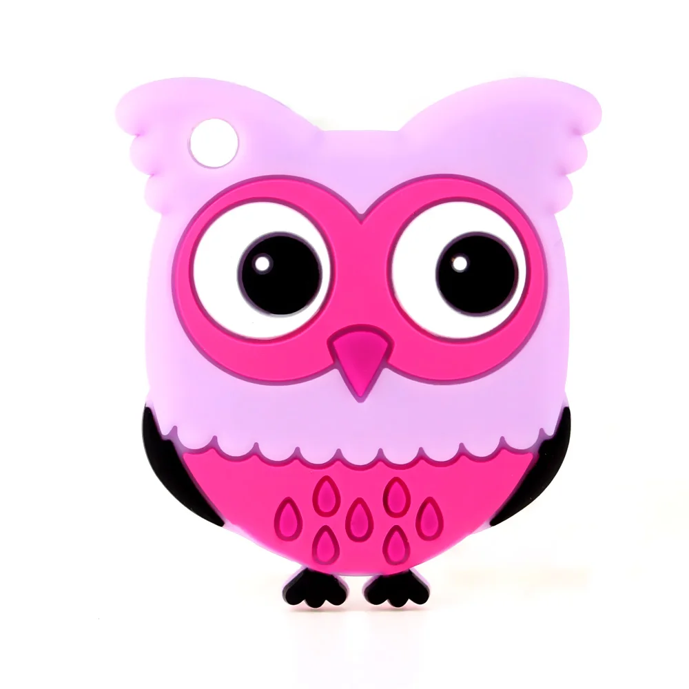 Owl-63 TYRY. HU 1 шт., Прорезыватель для зубов, животное, коала, слон, кролик, Сова, пищевой силикон, Детские Прорезыватели, ожерелье, игрушки, сделай сам, детские подарки - Цвет: Owl-63