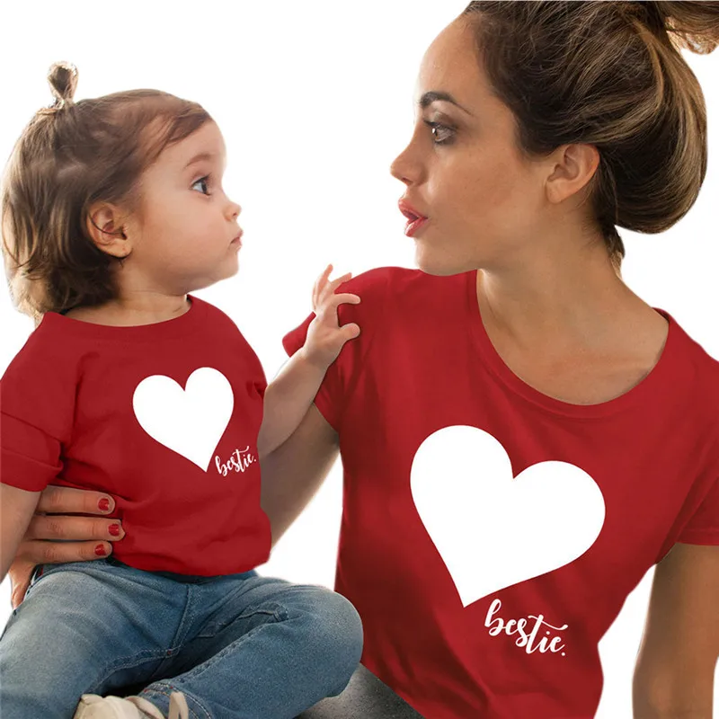 LILIGIRL/ г. Новая Одинаковая одежда для семьи летняя футболка с короткими рукавами и принтом «любовь» для мамы и дочки одежда для мамы и меня