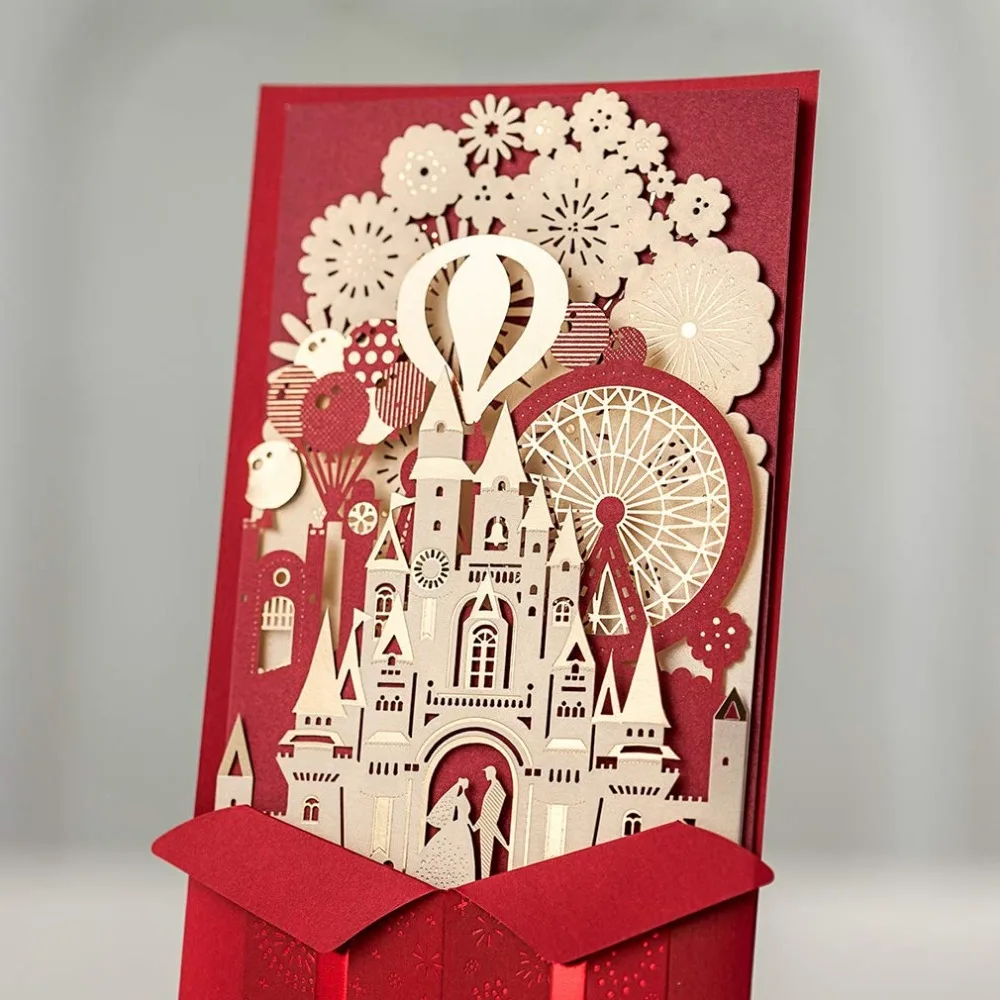 50PCS Laser Cut Wedding Invitations Free Customize Bride and Groom Invitation Cards Castle Favors Casamento CW5073 | Дом и сад