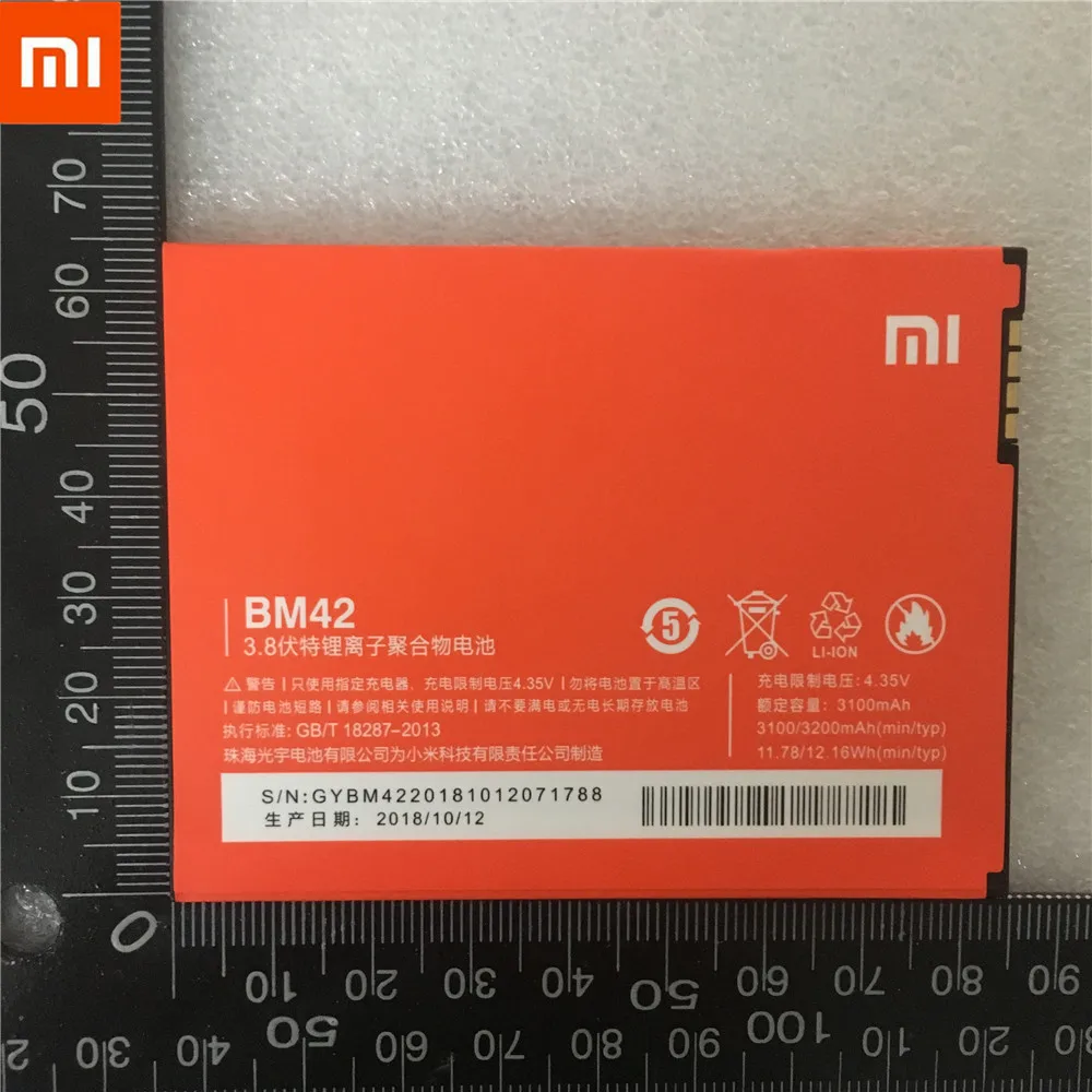 100% оригинальная запасная батарея BM42 3100 мАч для батареи Xiaomi в наличии с номером