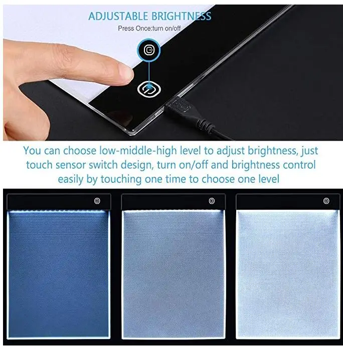 Ультратонкий Светодиодный светильник A4 с регулируемой яркостью планшет для