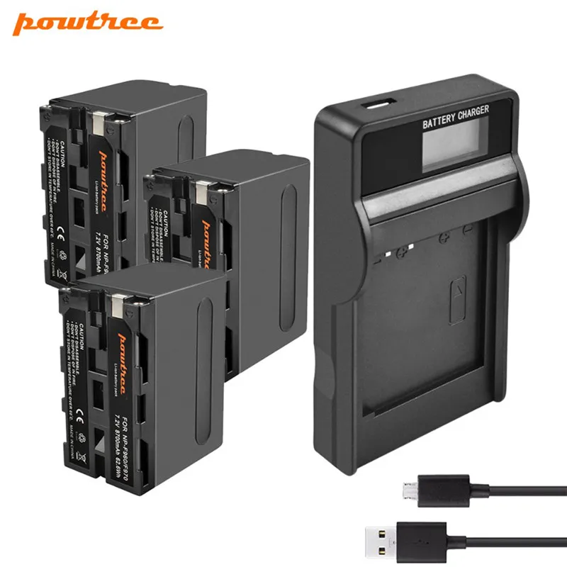 Powtree для sony NP F960 F970 F950 цифровой Камера Батарея + USB Зарядное устройство MVC FD90 FD91
