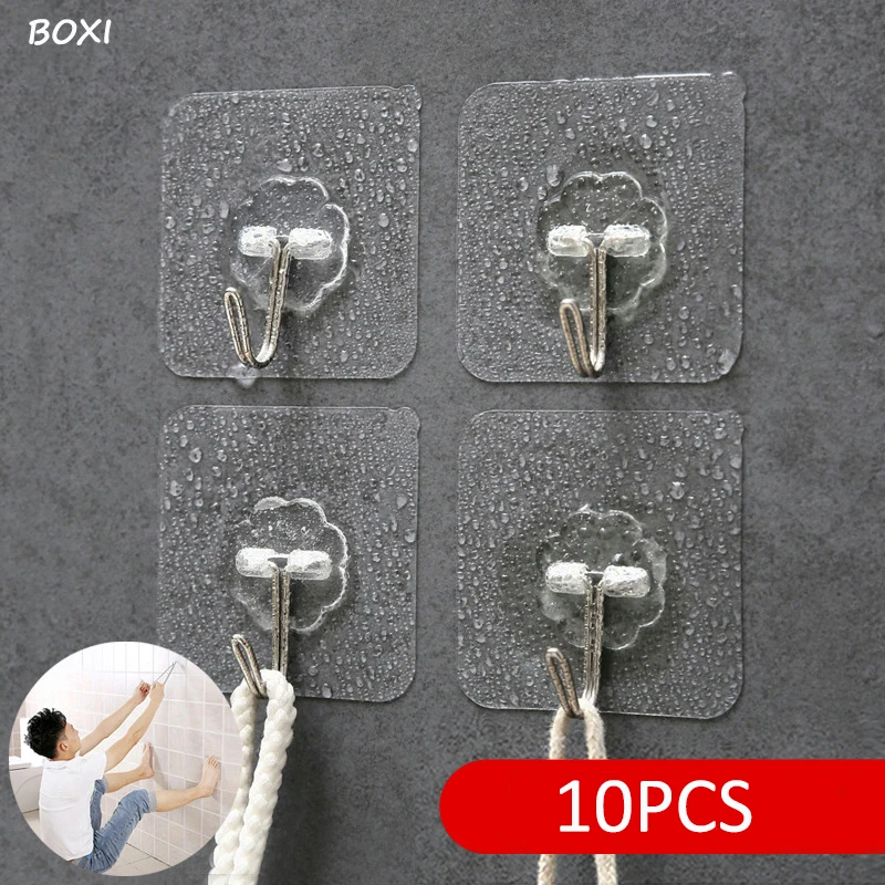 

Boxi 1/5/10 Pcs Key Holder Strong Hooks Suction Cup Kitchen Transparent Hook Bathroom Sucker Wall Hanger Crochet Accessories