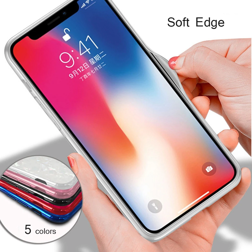 Роскошный мягкий край закаленное Стекло чехол для Apple iPhone X 7 8 Plus 6 S плюс крышка