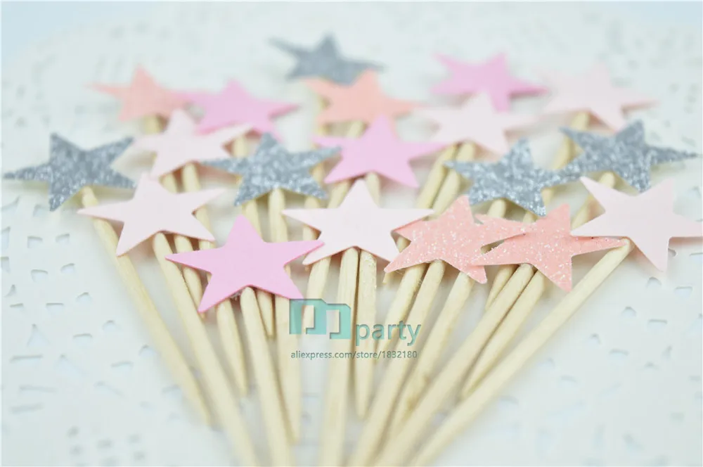 Для выведения токсинов 40 шт розовый с блестящими звездочками для