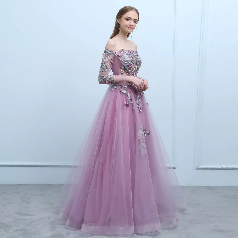 Фиолетовое вечернее платье из тюля длинное принцессы в пол для дня рождения 2018