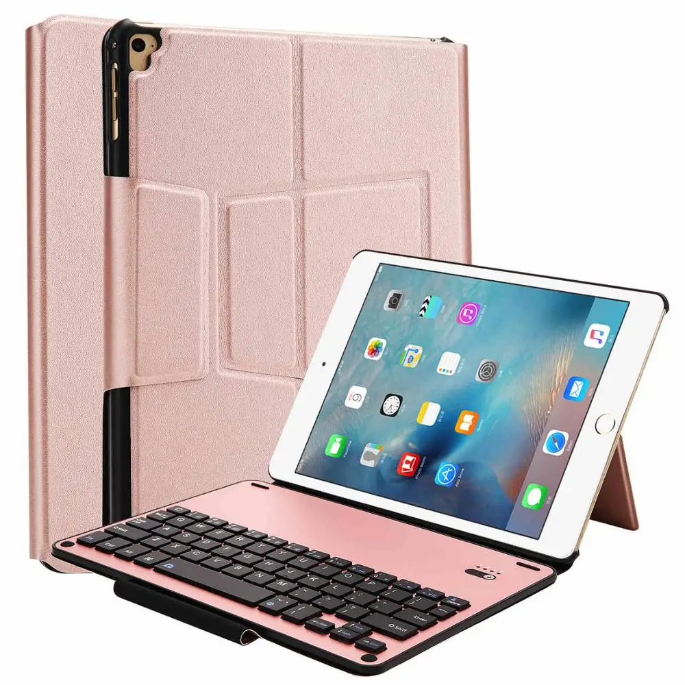 Rose Golden Kemile ультра тонкий чехол Портативный Съемный умный алюминиевый сплав Bluetooth клавиатура для iPad air и iPad air 2 - Цвет: Rose Golden