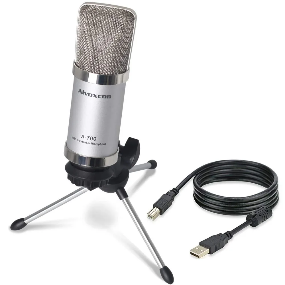 Alvoxcon USB конденсаторный микрофон для компьютера ПК ноутбука (Mac/windows) кардиоидный