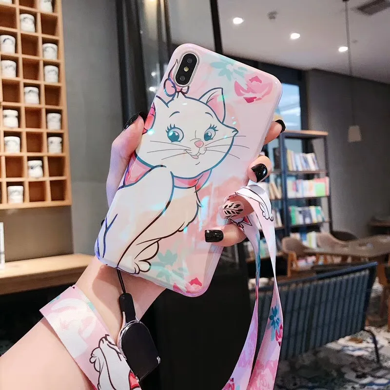Cartoon pet dog marie cat phone case For iphone Xs MAX XR X 6 6s 7 8 plus Cute Mermaid Princess Blu Silicon back cover |