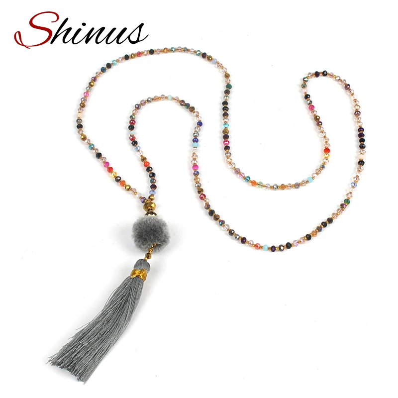 Ожерелье Shinus в стиле бохо женское ювелирное изделие цепочка-колье с помпоном
