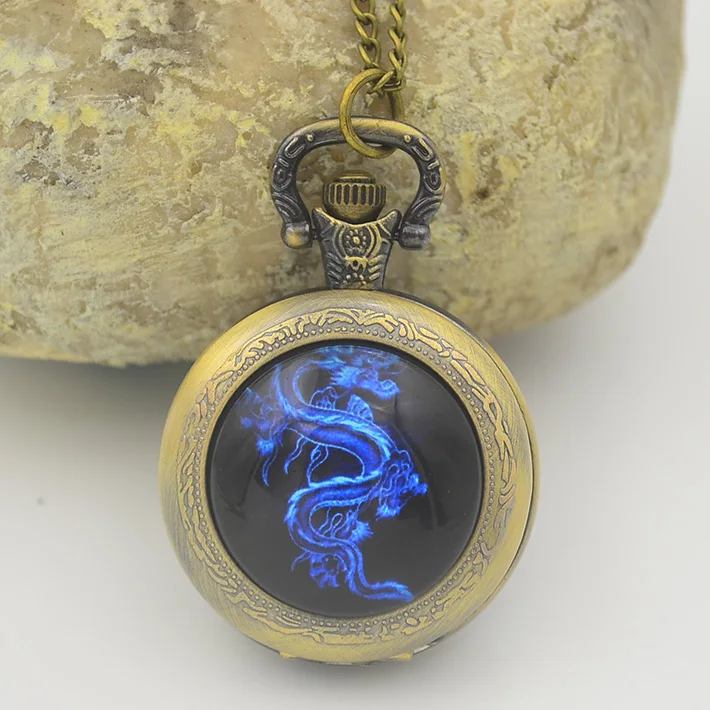 Fiery Blue Dragon кварцевые карманные часы ожерелье женские черные Серебряные Бронзовые Брелоки часы огненная семья гребень Игра престолов - Цвет: model 3