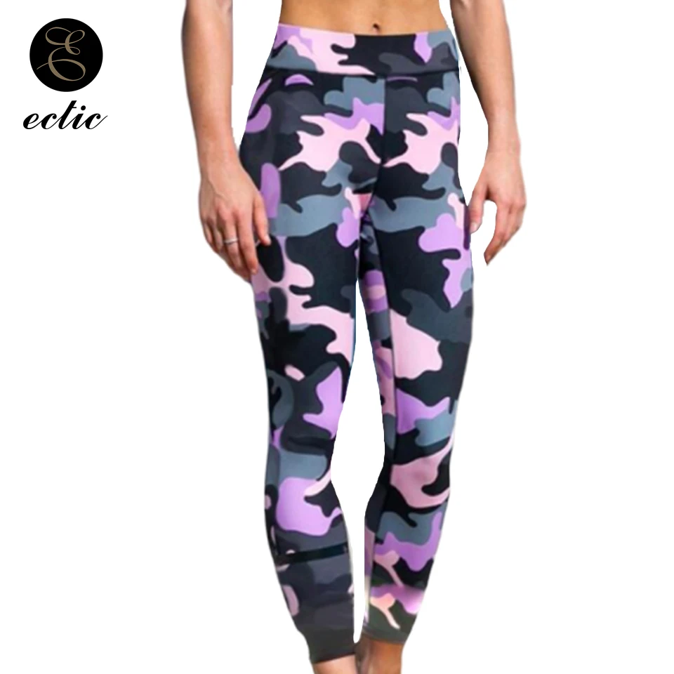 Лосины камуфляжные штаны Для женщин Камуфляж Push Up леггинсы Высокая Талия животик