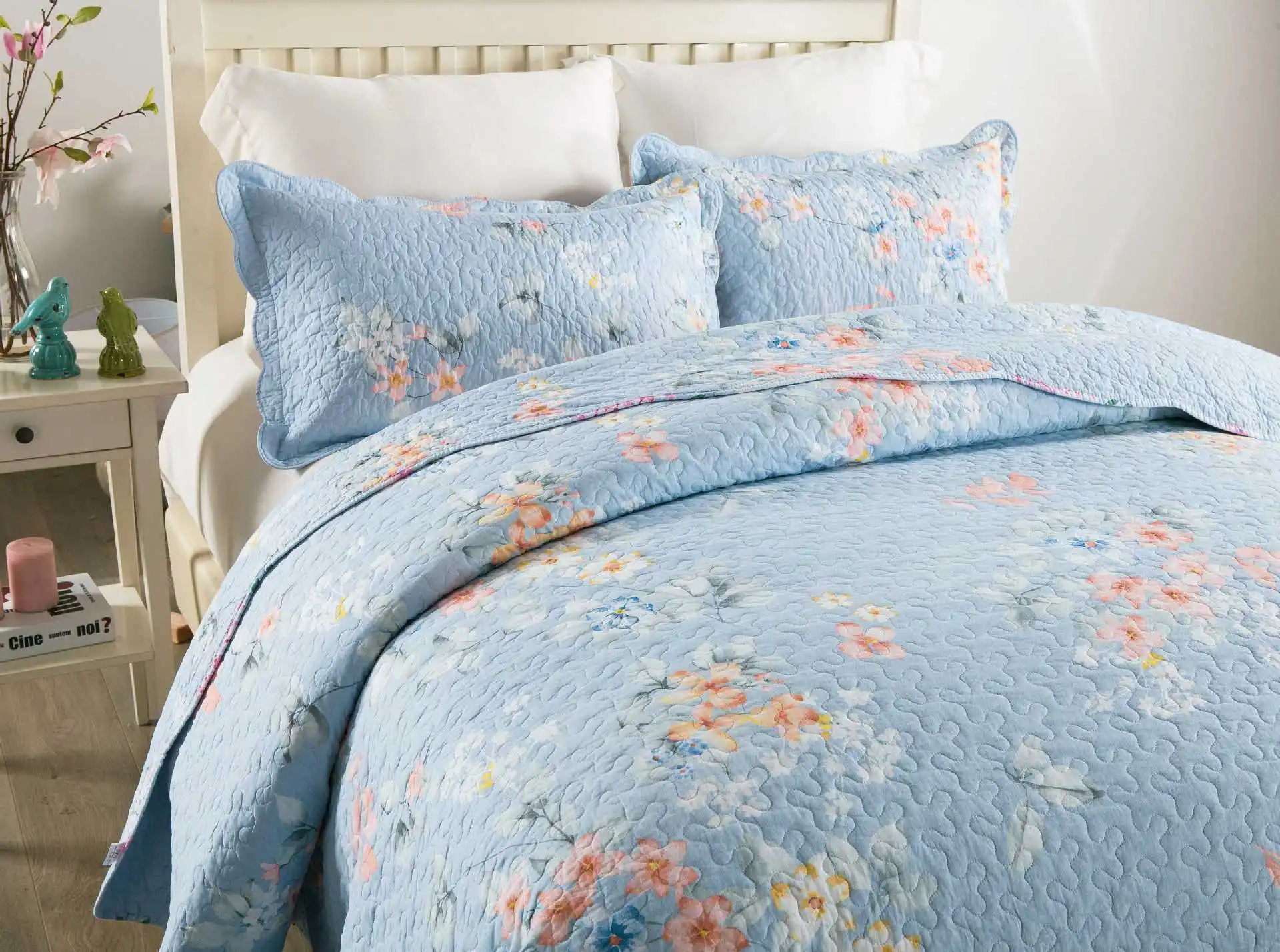 Амекан цветочный хлопок вышивка стеганая одеяла beigecolorbecover Наборы Лето крутое печатное качественное покрывало простыня покрывало