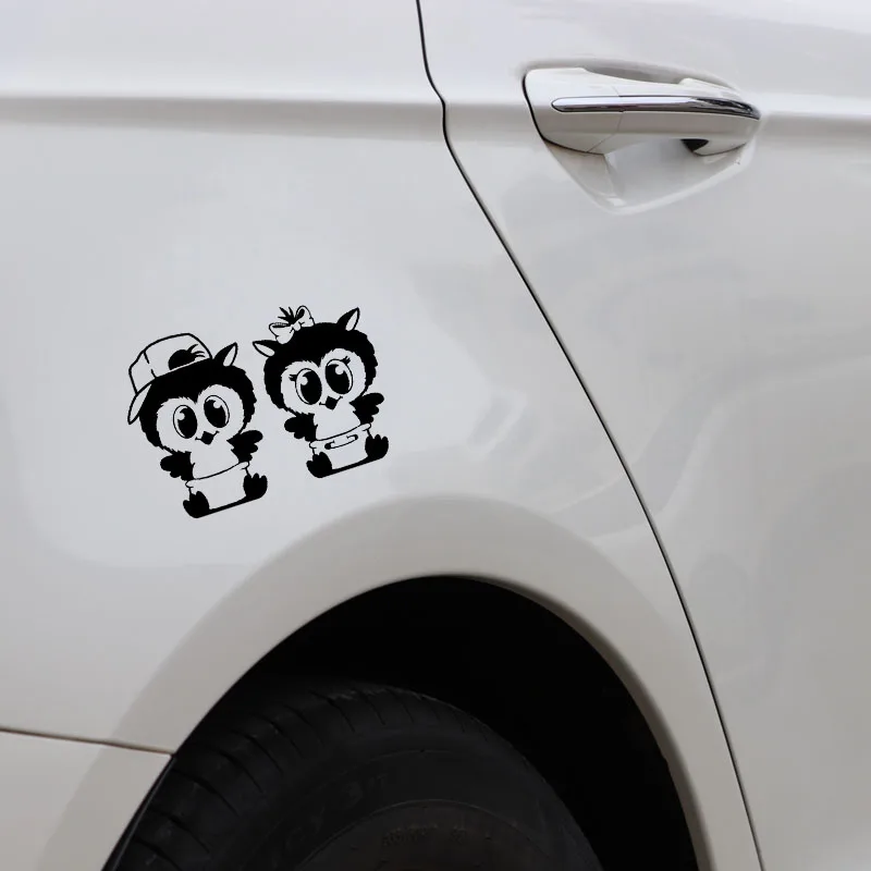 YJZT 13.5CM*9.5CM Cartoon cute Diaper Owls Vinyl Black/Silver Motorcycle Car Sticker C22-0975 | Автомобили и мотоциклы