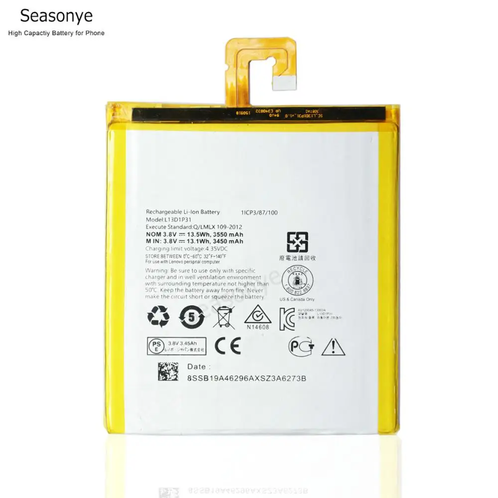 Seasonye 3450 мАч/13.1Wh L13D1P31 запасная часть телефона Батарея для lenovo Pad A3500 S5000 S5000-H tab 2 A7 A7-30 A7-10F A7-20F